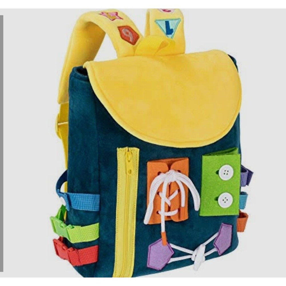 White Dolphin Toys Busy Board - Toddler Backpack with Buckles and Learning